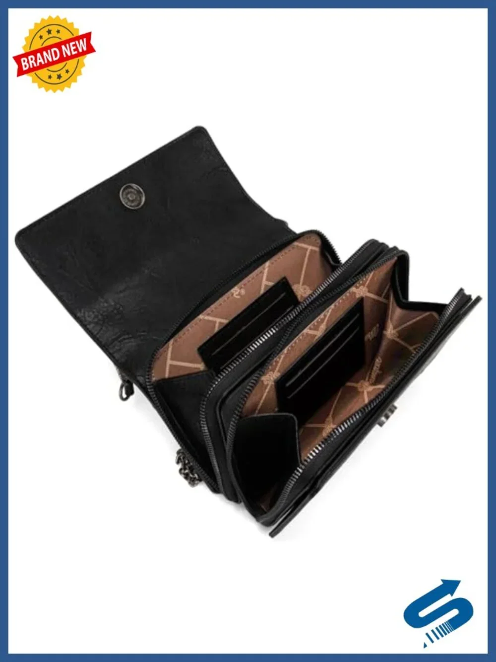 Vegan Leather Flap Crossbody Purse with Chain Strap